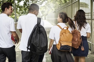 Students walking